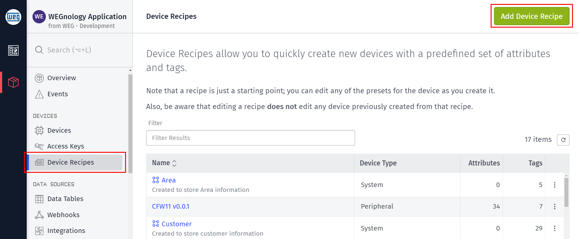 Add Device Recipe