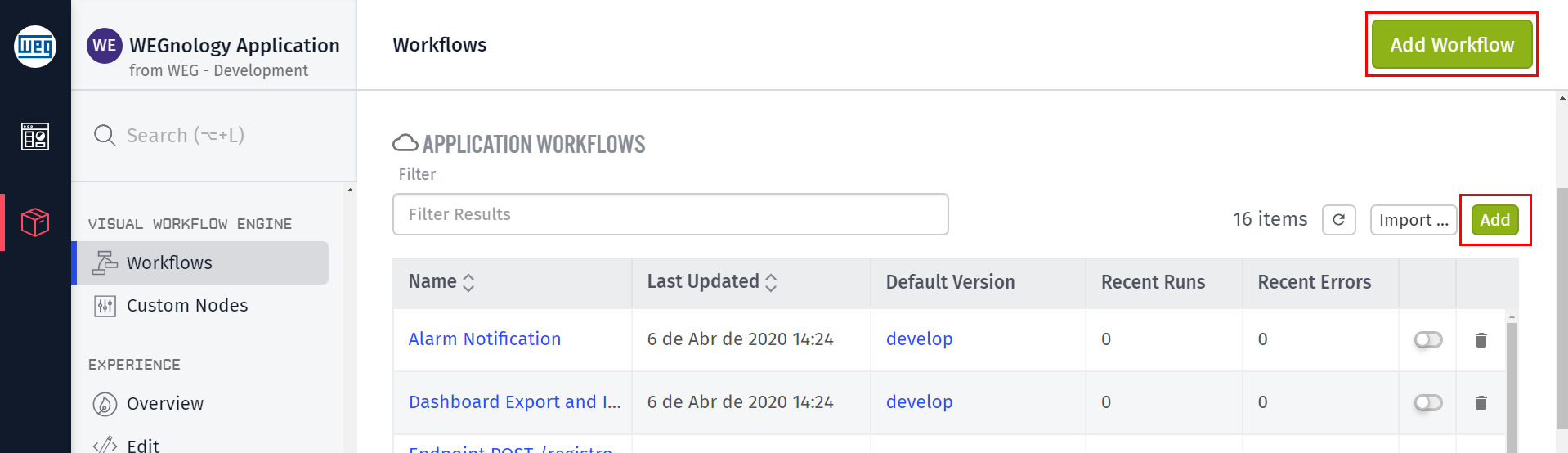 Add Workflow Buttons