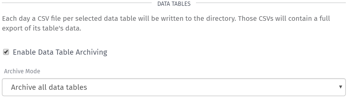 Application Archive Tables