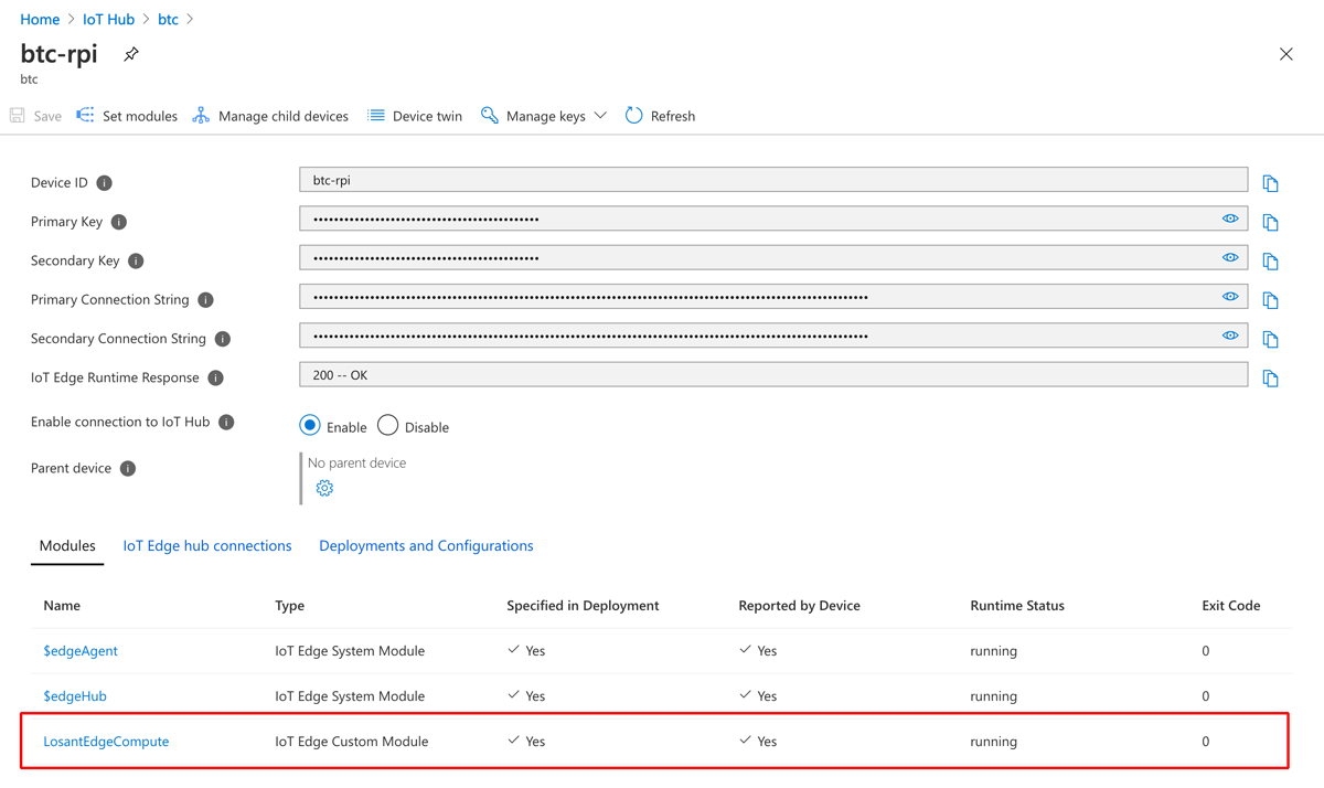 Azure IoT Edge Module Running