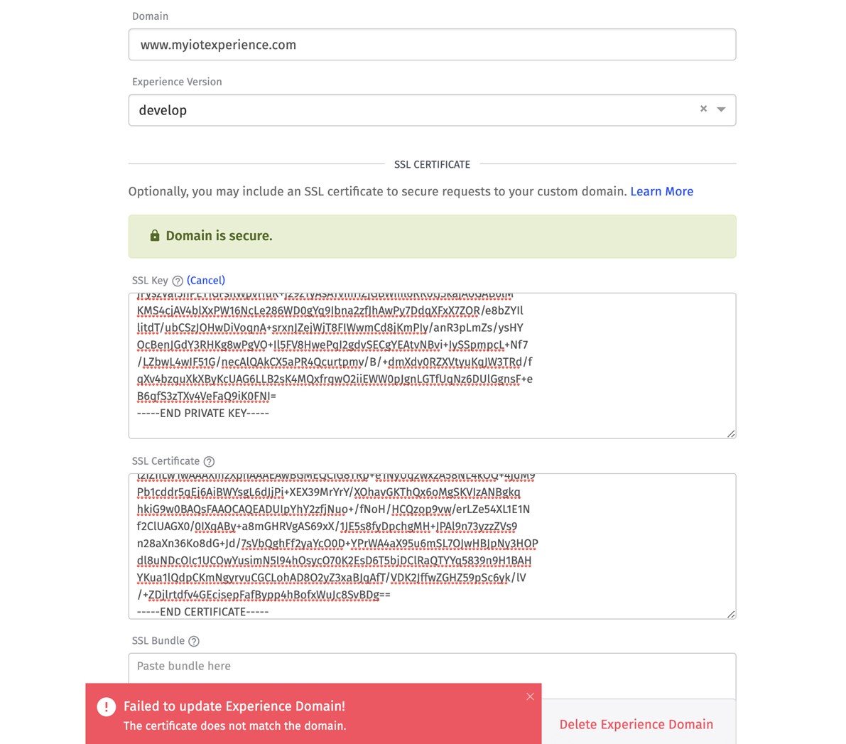 Certificate Doesn&#39;t Match Domain