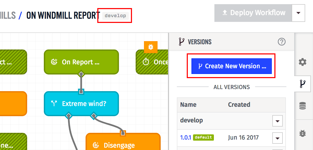 Create Version Button