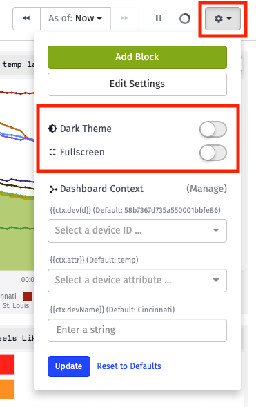 Dashboard Display Options