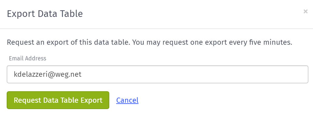 Data Table Export Form
