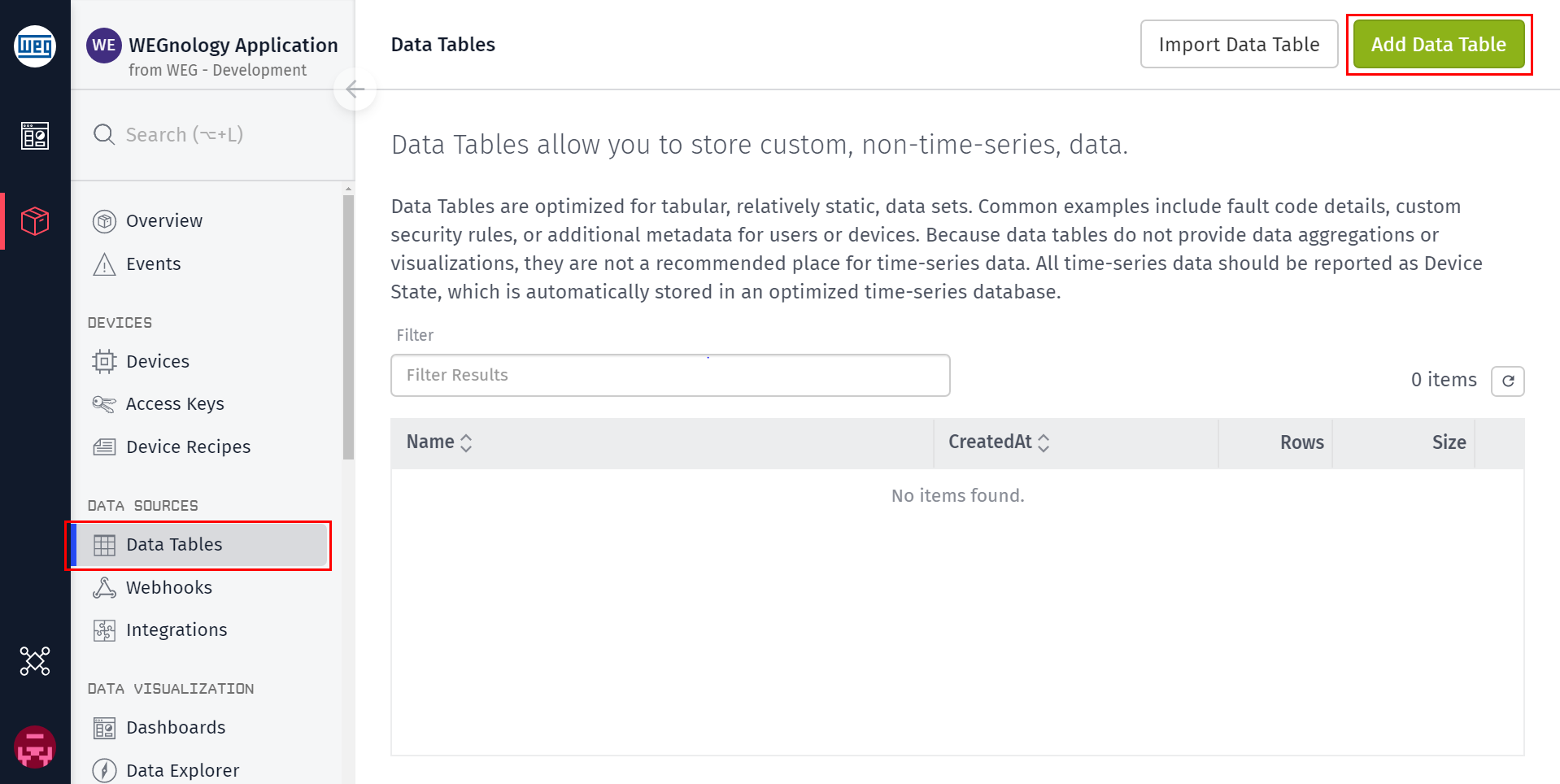 Data Table List