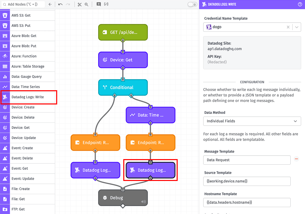 Datadog Logs: Write Node