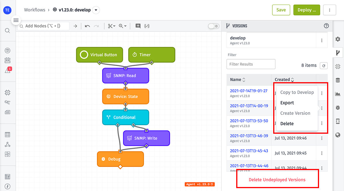 Delete Workflow Versions