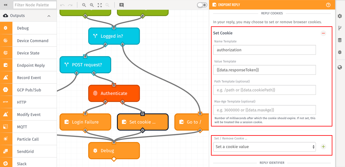Endpoint Reply Node Cookie Config