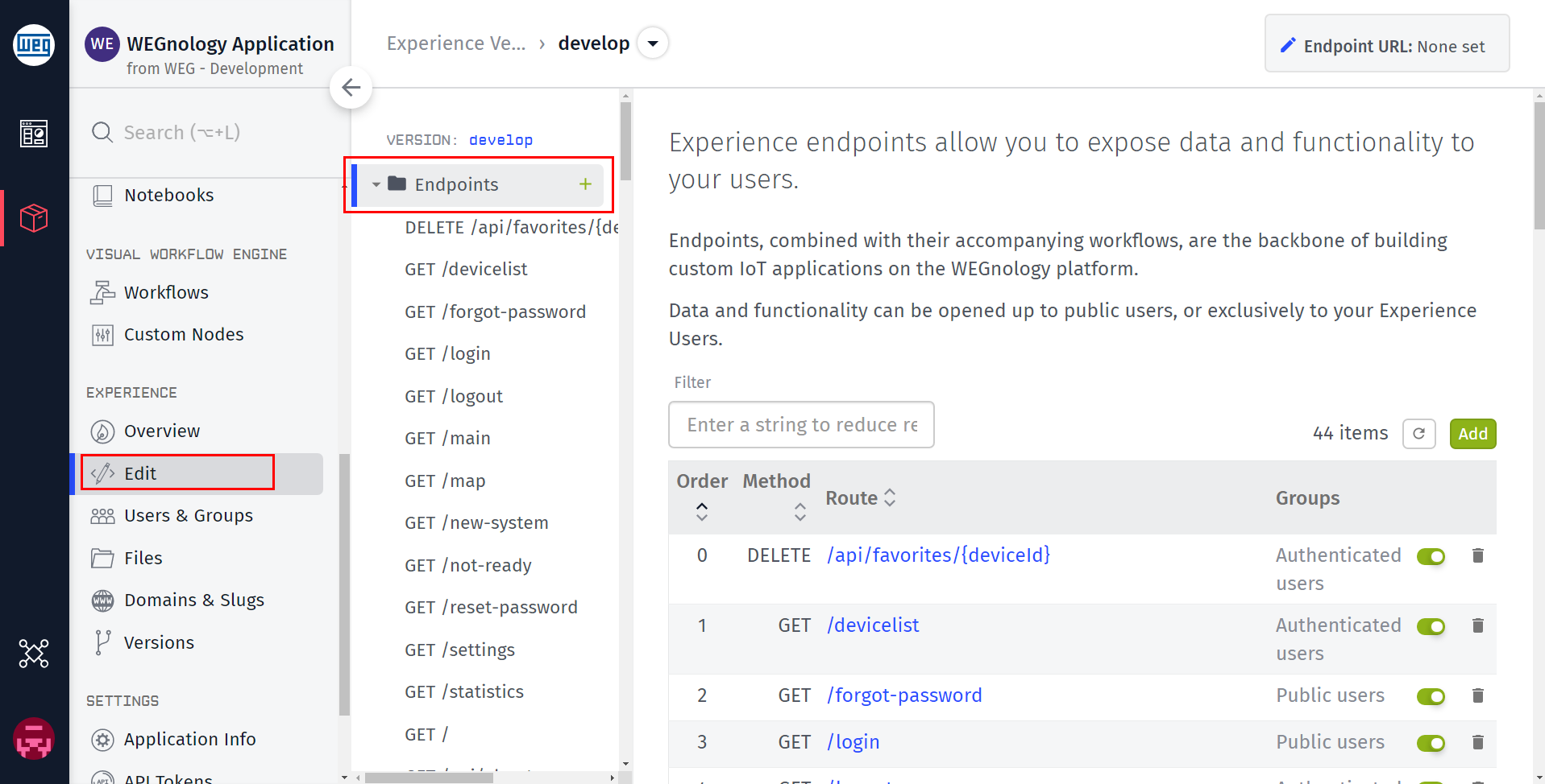 Experience Endpoints