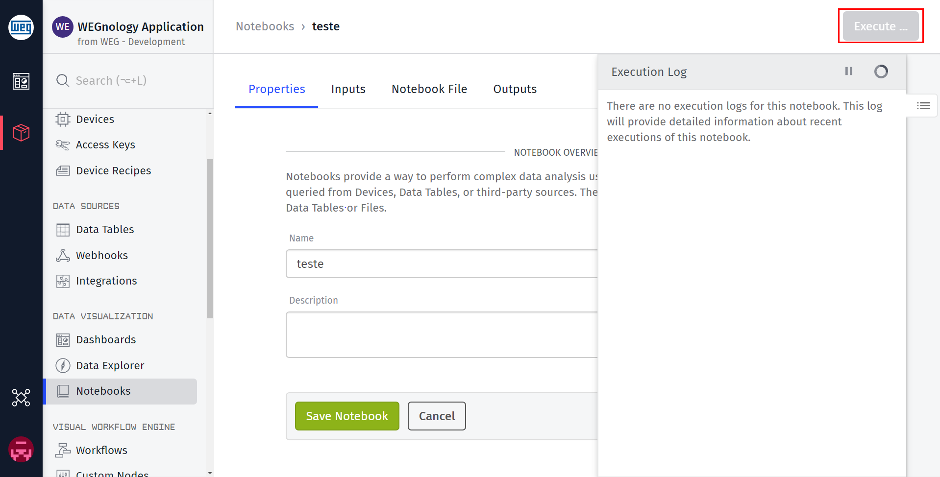 Execute Notebook Button