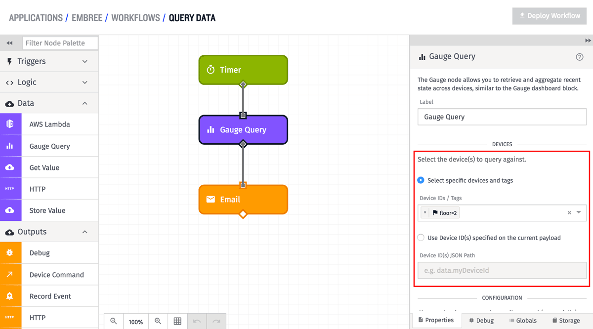 Gauge Query Node Device Selection