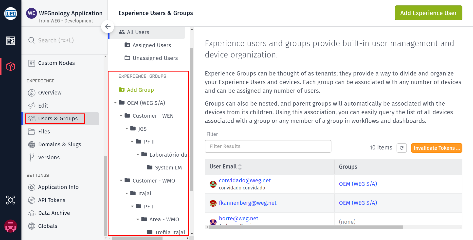 Experience Groups