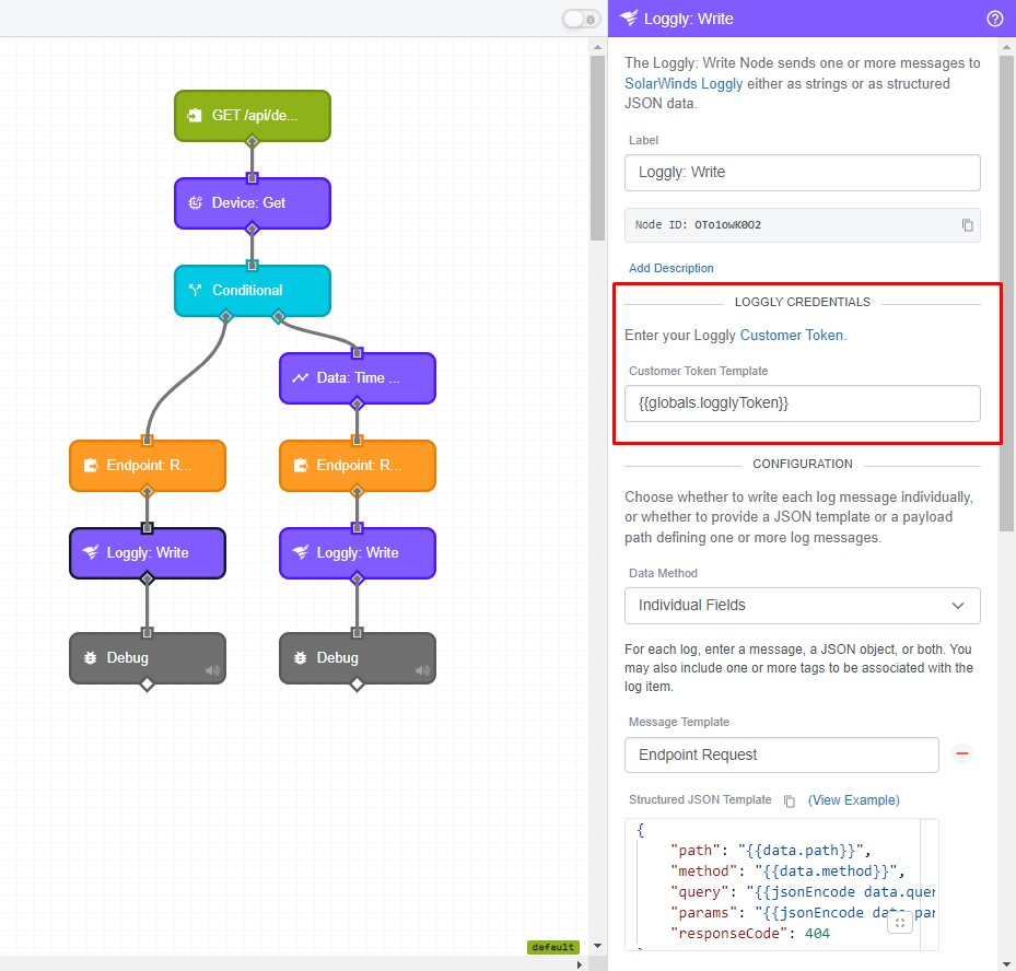Loggly Write Node Credentials