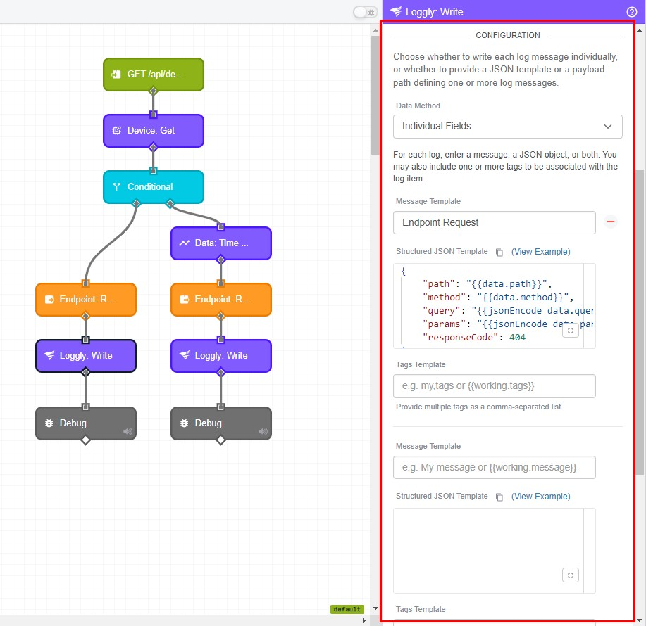 Loggly Write Node Configuration