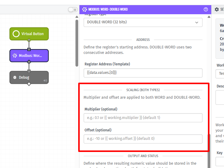 Modbus Node Word Double-Word Scaling