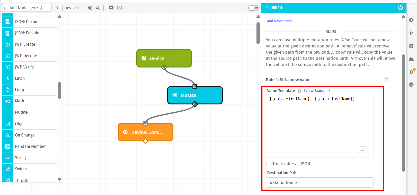 Mutate Node Set Rule