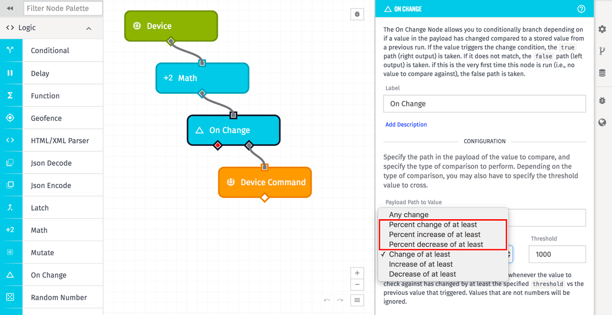 On Change Node Percent Change