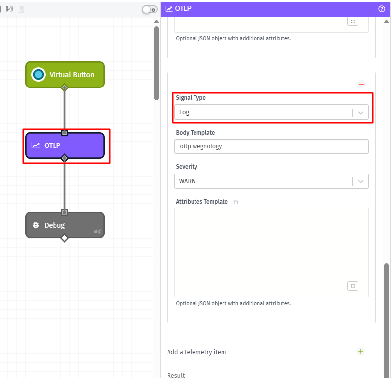 OTLP Node Log Configuration