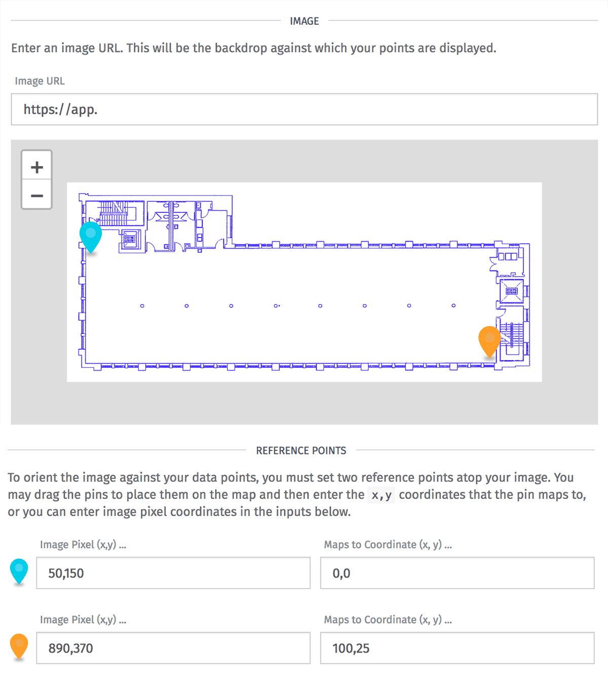 Position Chart Image and Reference Pins