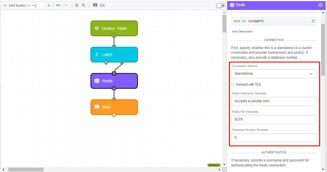 Redis Node Standalone Connection Configuration