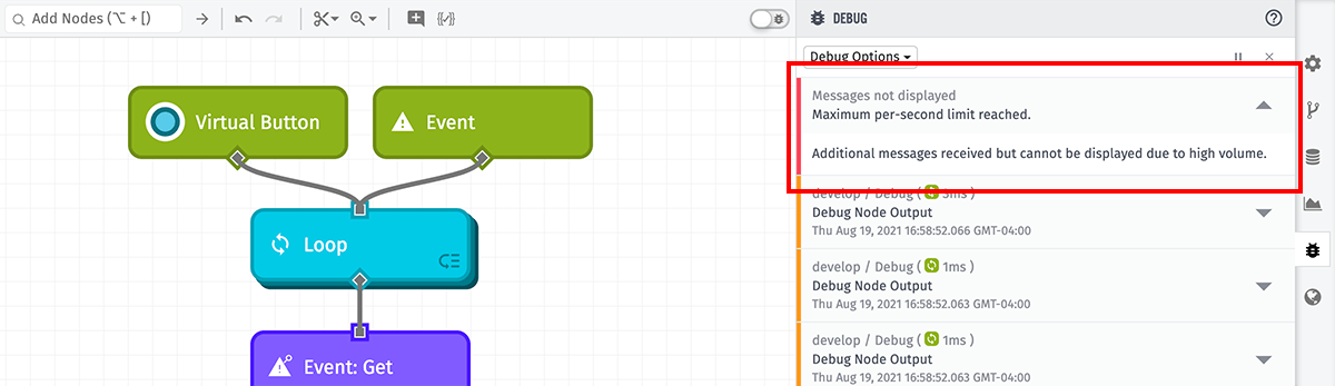 Throttle Debug Message