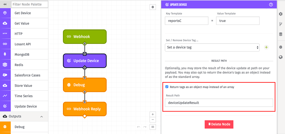 Device: Update Node Result