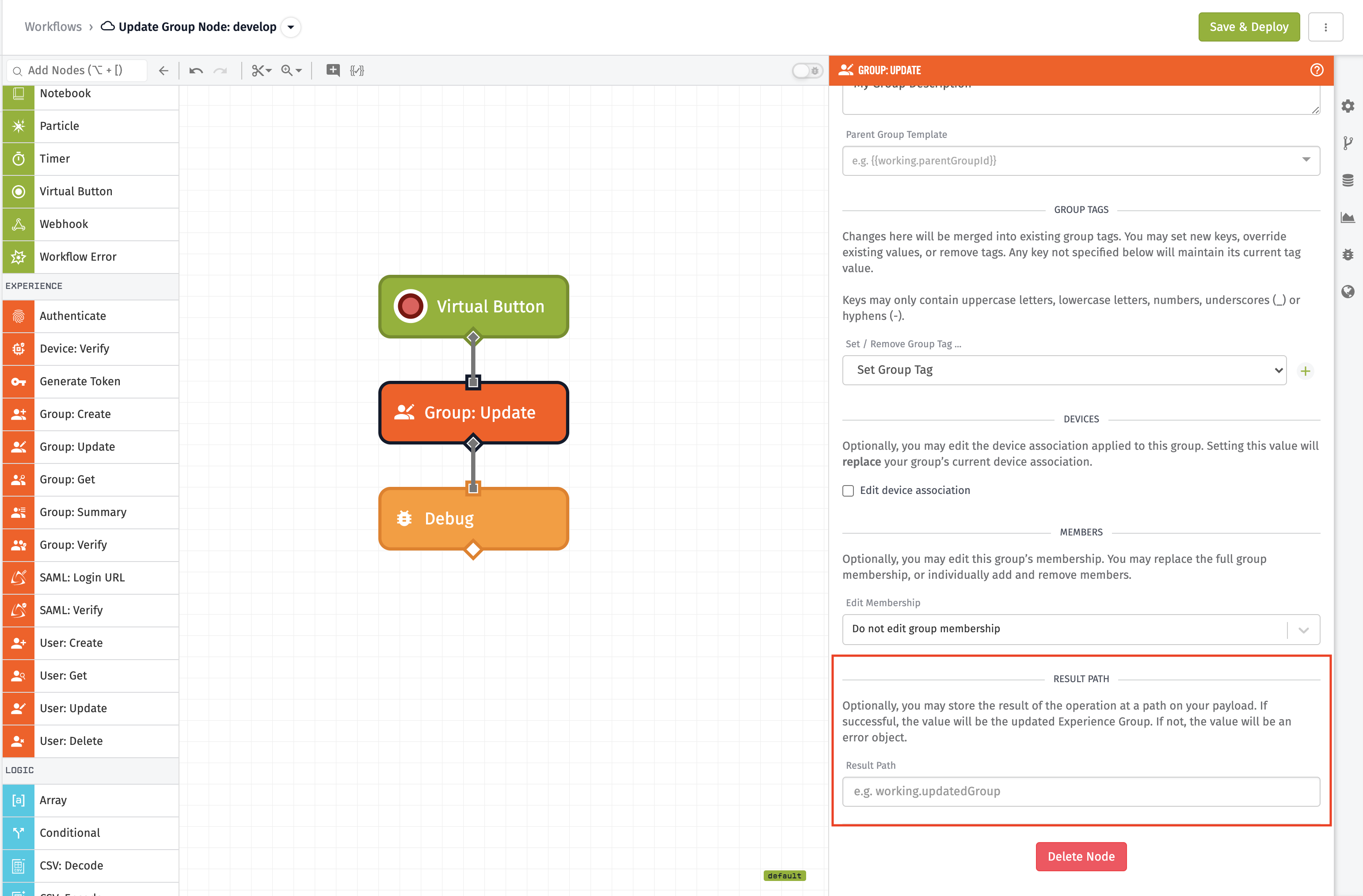 Group: Update Node Result