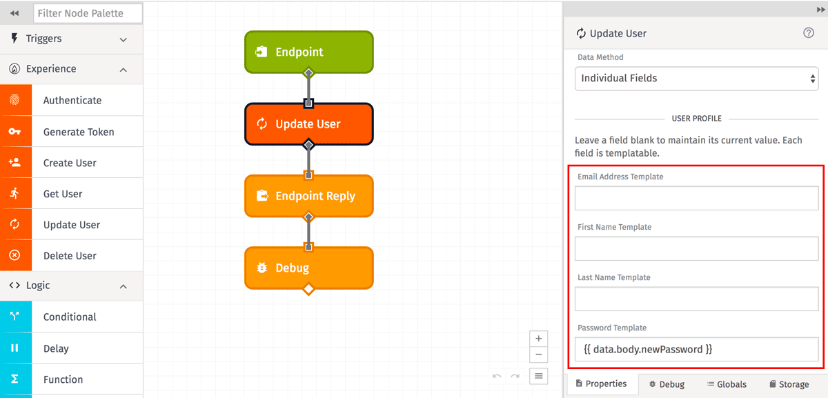 User: Update Node Individual Fields