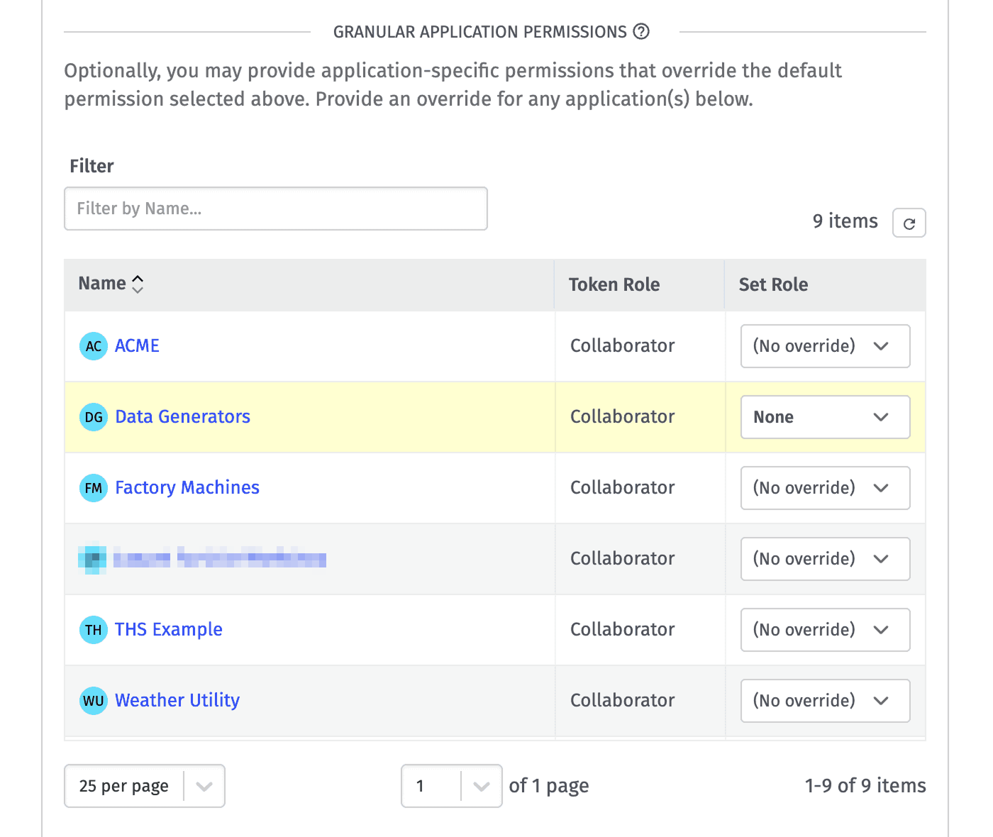 User Token Application Override User Token Application Override