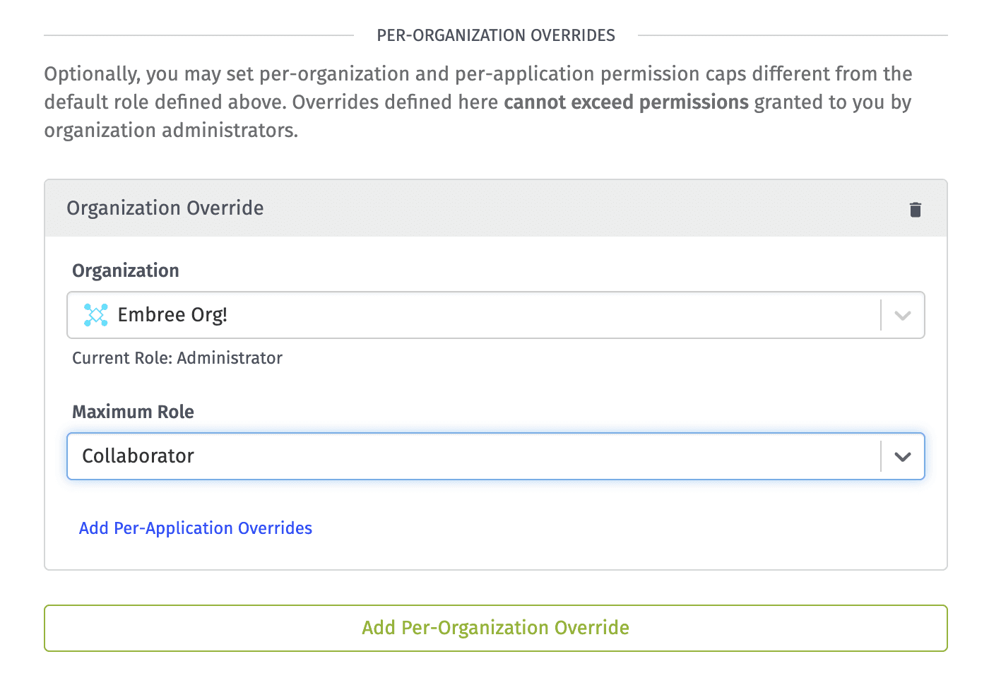 User Token Org Override User Token Org Override