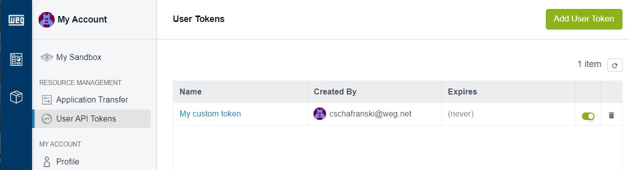 Application API Tokens