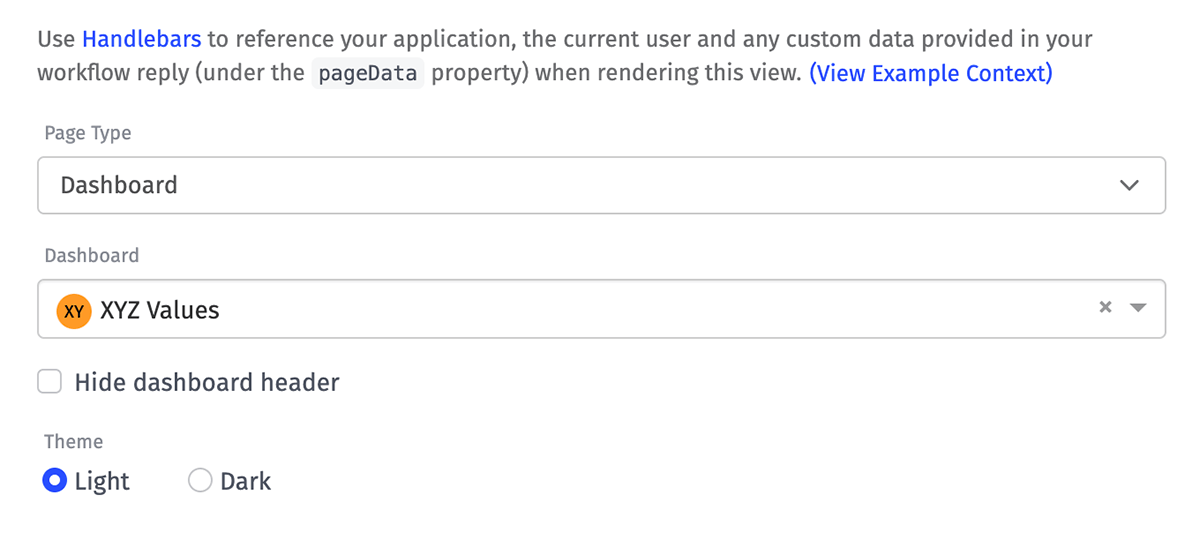 Page Dashboard General Configuration