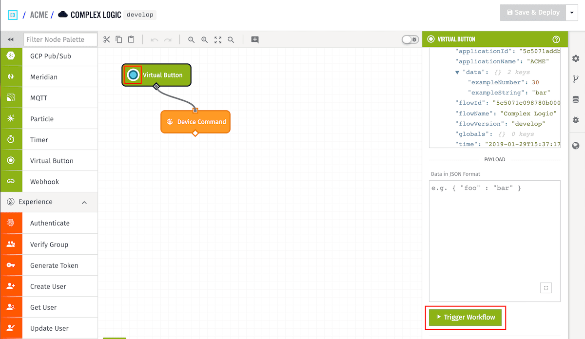 Virtual Button Triggering A Flow