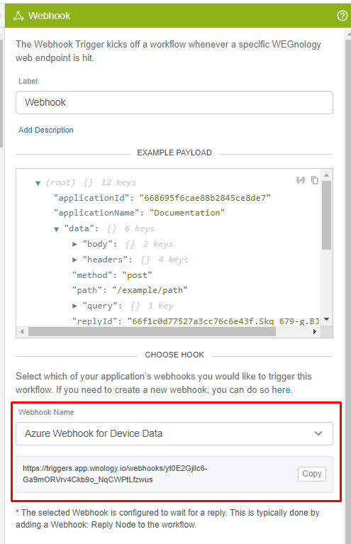 Webhook Trigger Editor