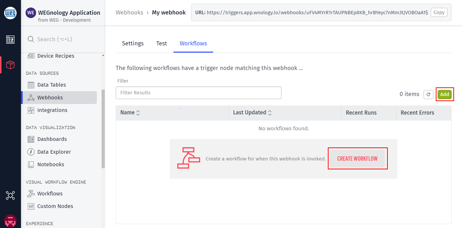 Webhooks Workflow List