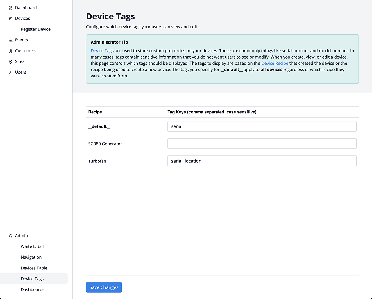 WEGnology WCPF Admin Device Tags