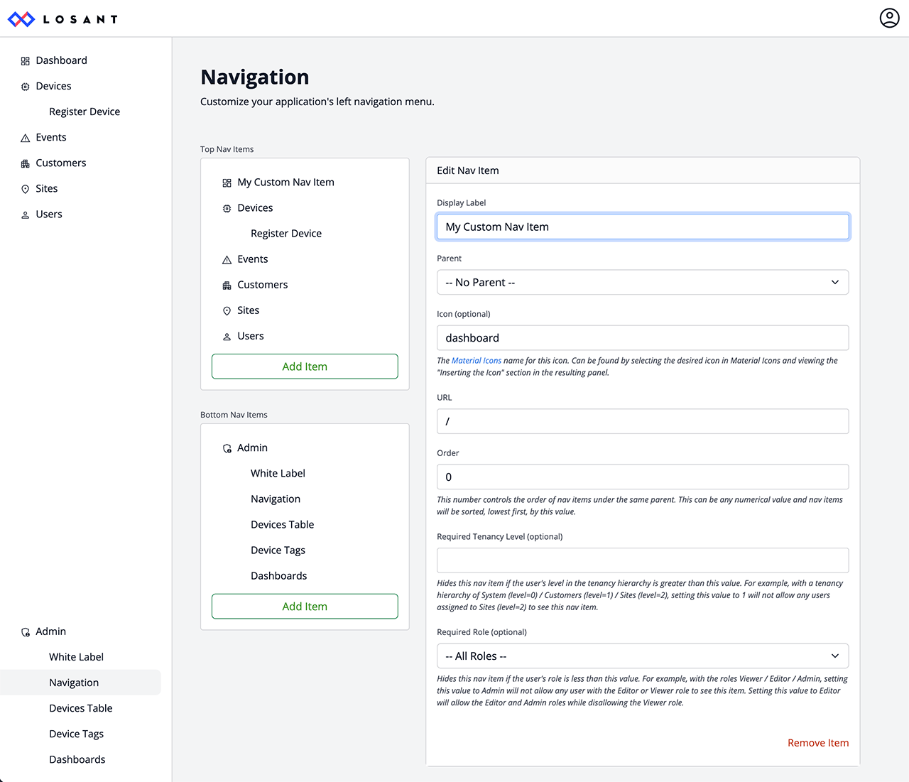 WEGnology WCPF Admin Navigation