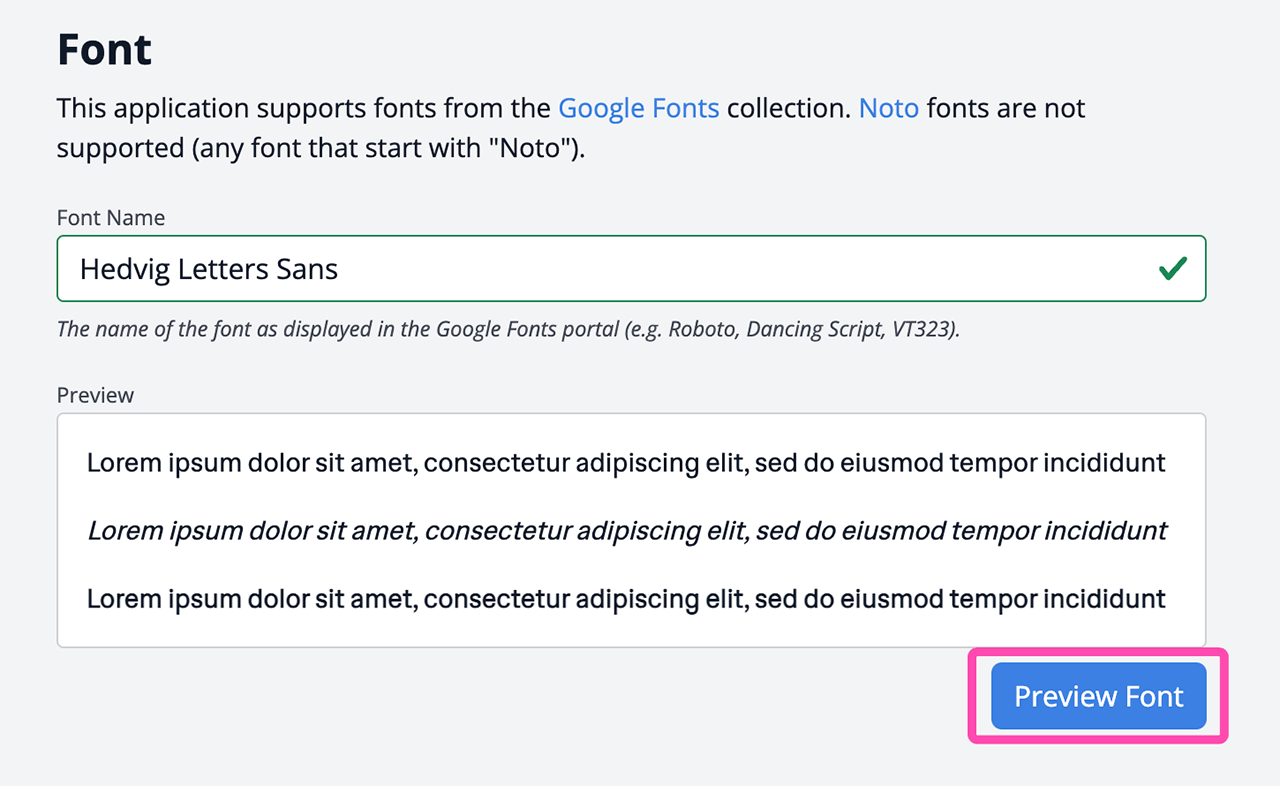 WEGnology WCPF Admin White Label Font Preview