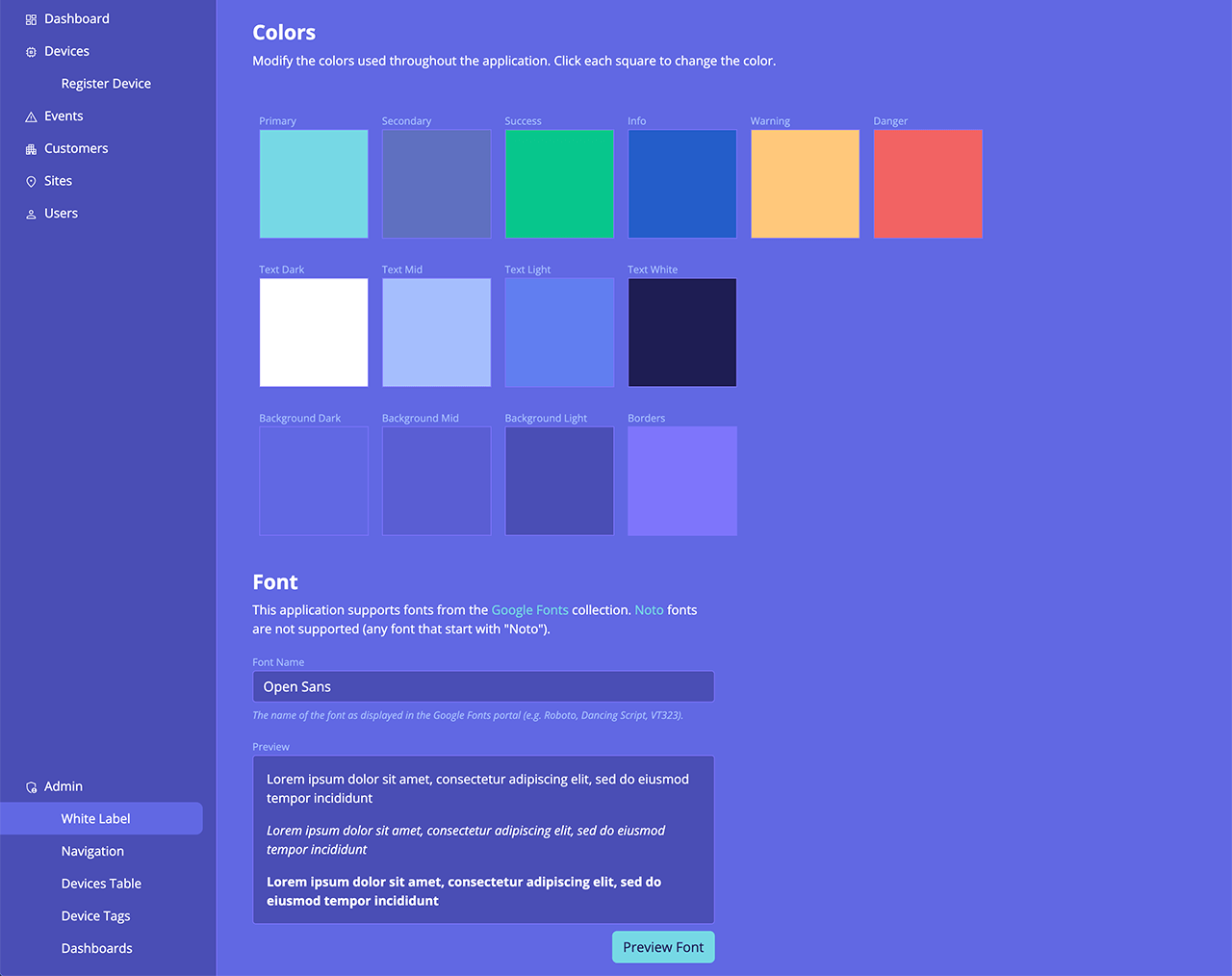 WEGnology WCPF Dark Theme Colors