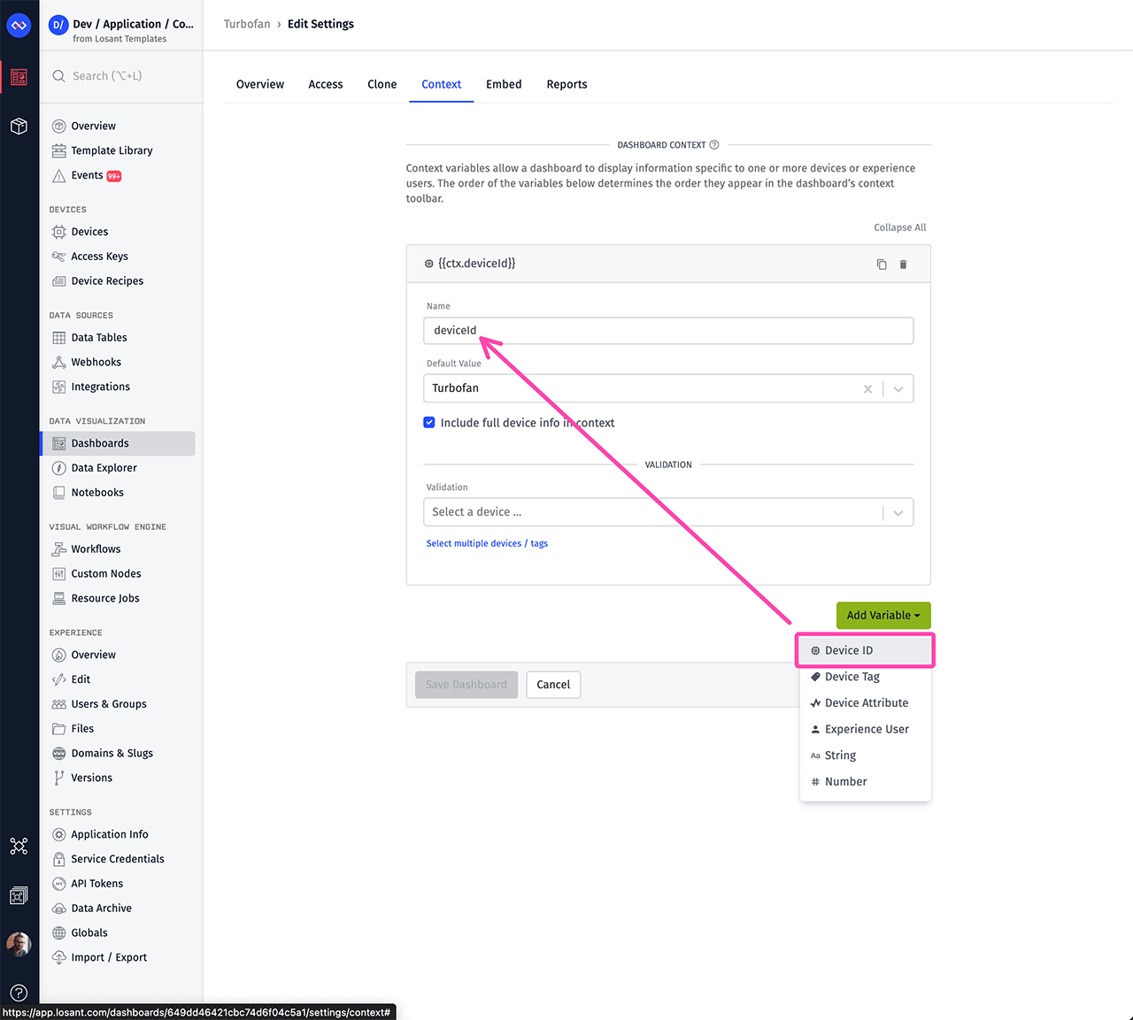 WEGnology WCPF Dashboard Context