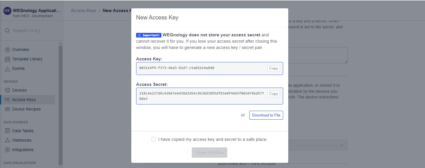 Access Key Generated