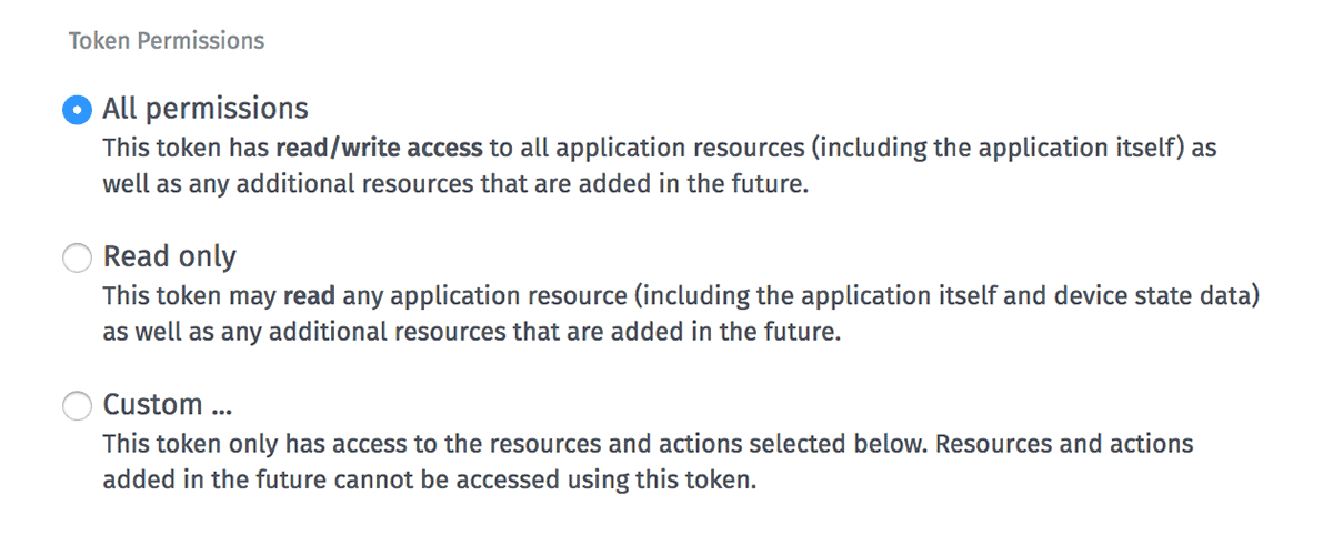 Application Token Permissions
