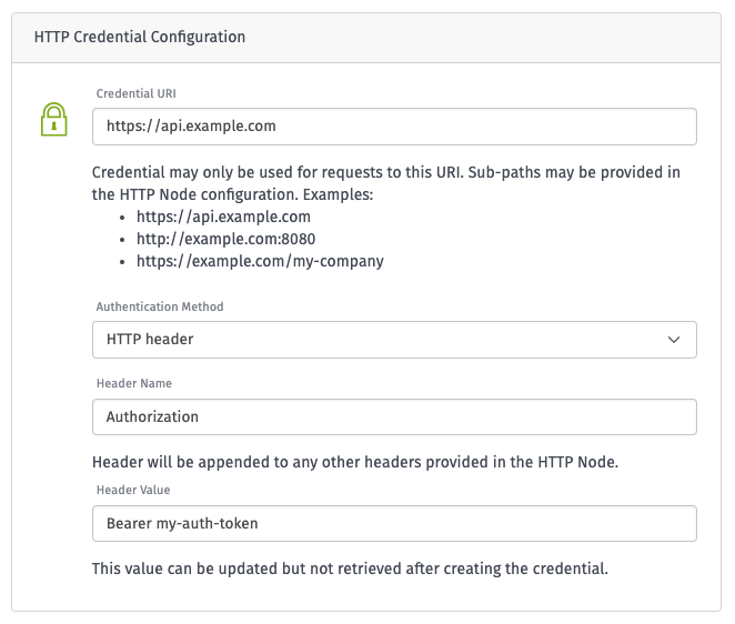 New HTTP Credential