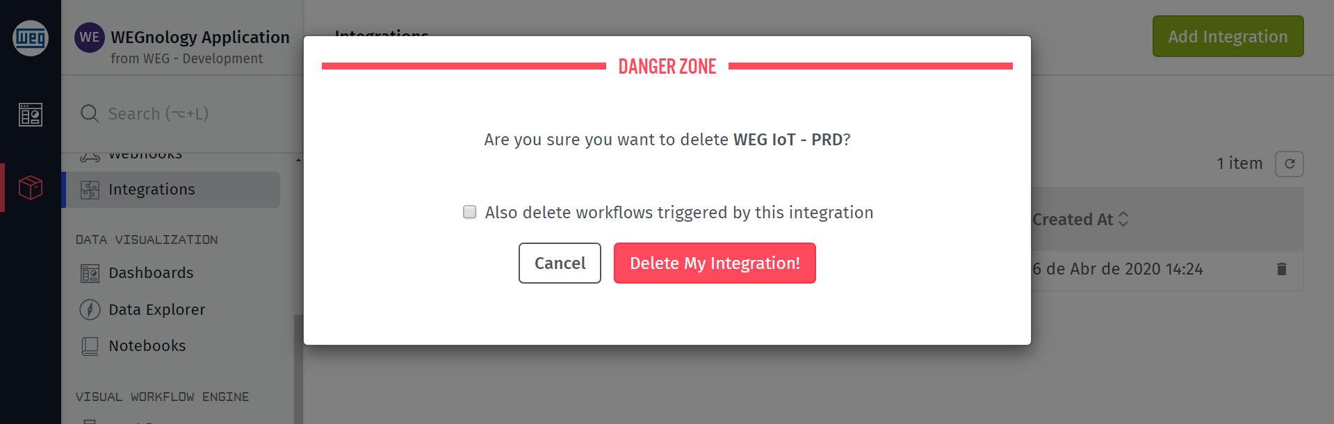 Delete Integration