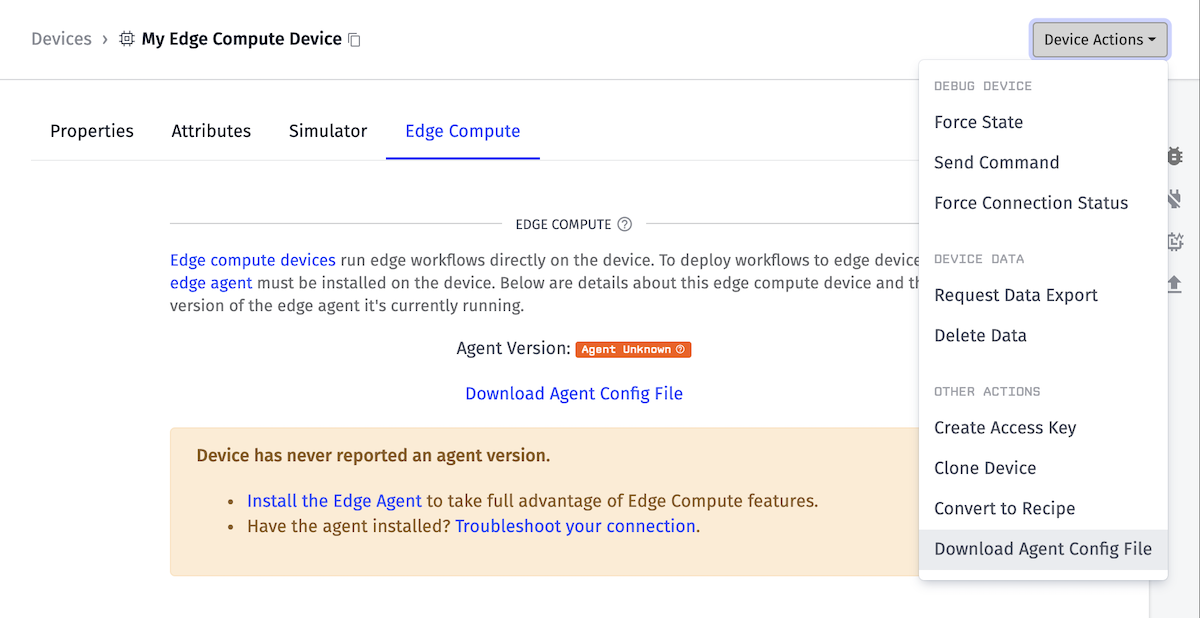 Download Edge Agent Config File