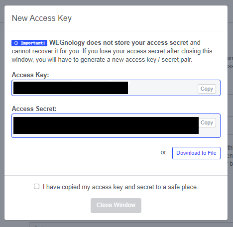 New Access Key