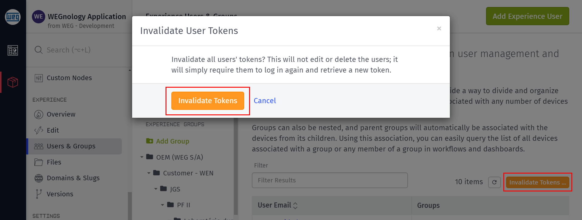 Invalidate Users Tokens