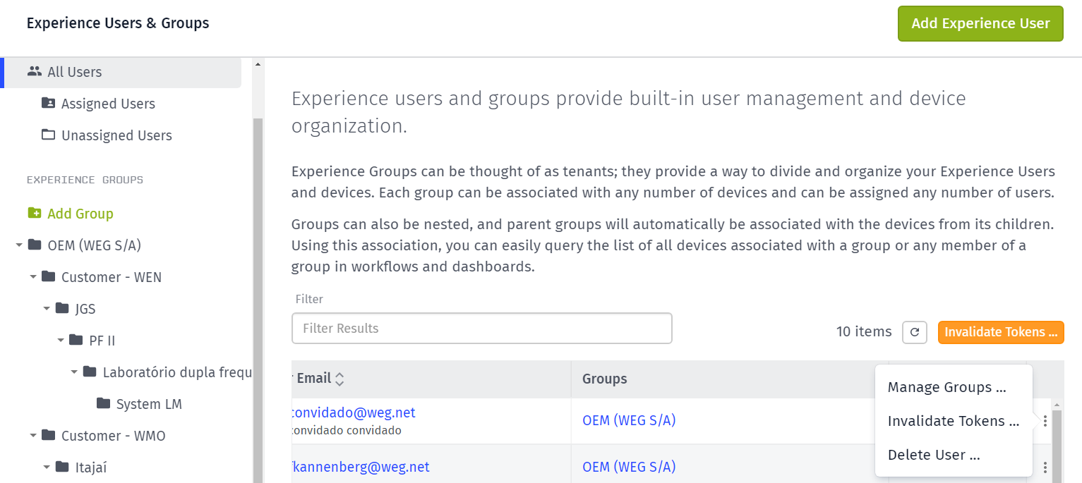 User List Manage Groups