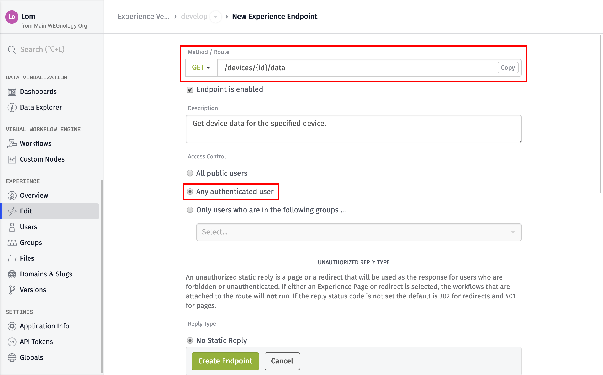 Device Data Endpoint