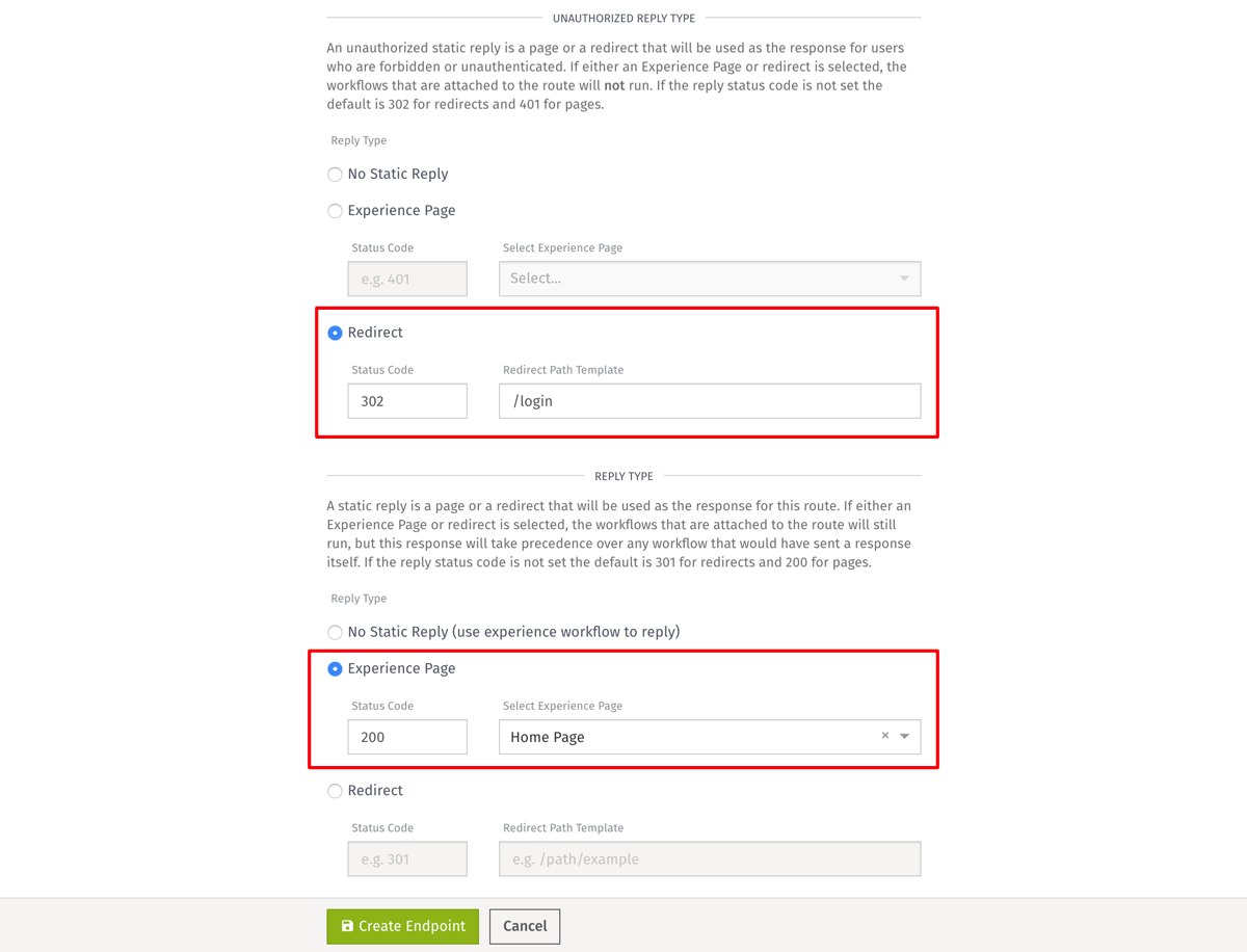 Home Endpoint Static Replies